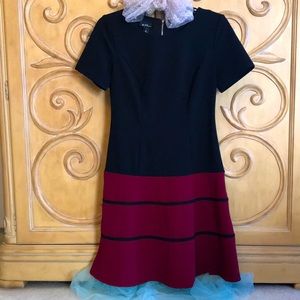 Alyx Fit & Flair Dress Black & Burgundy